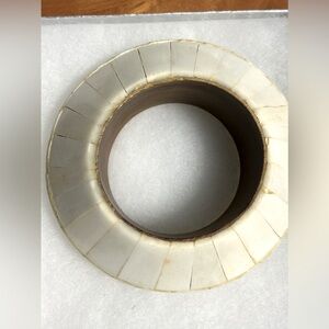 Two levels of bone on wood 2 inches wide bangle